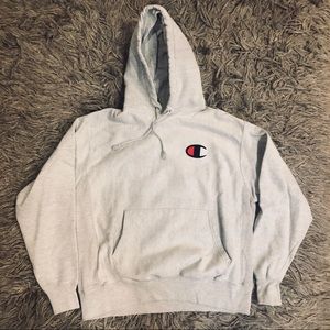 Champion grey heather reverse weave hoodie
